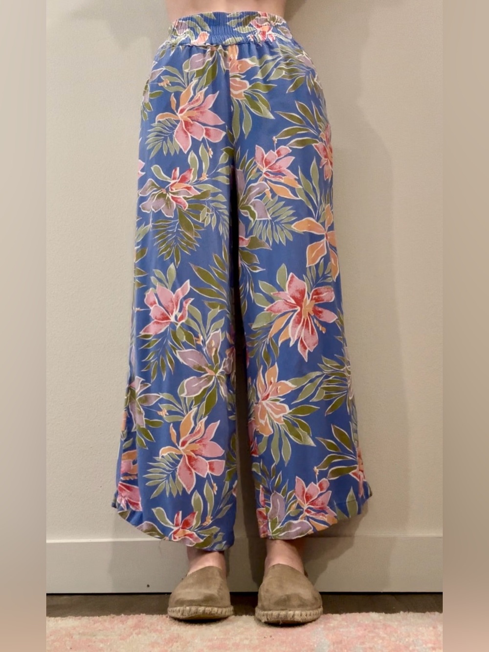 Billabong Wide-Leg Flowy Women's Pants - Blue with Floral